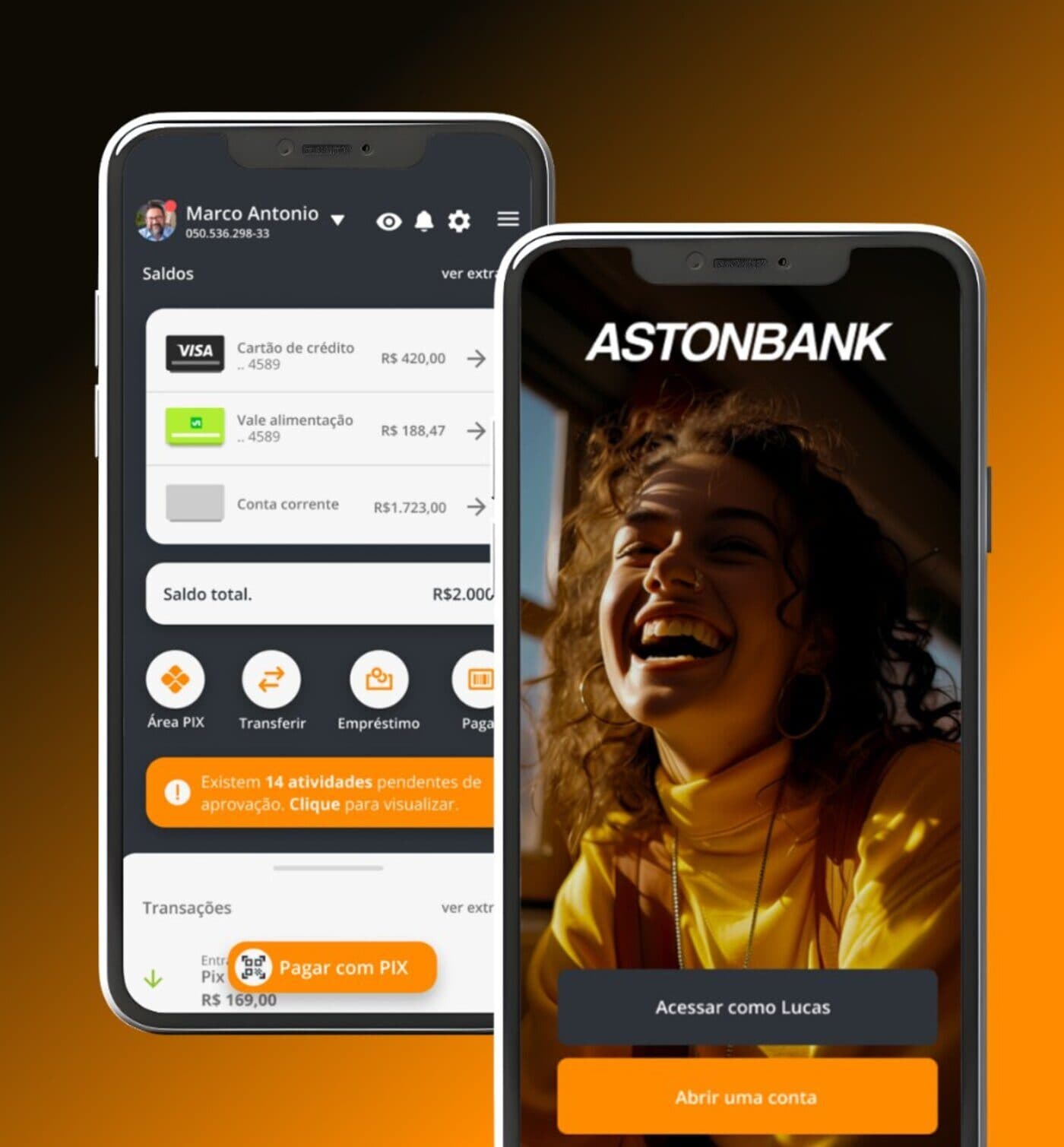 Screenshot da plataforma Aston Bank